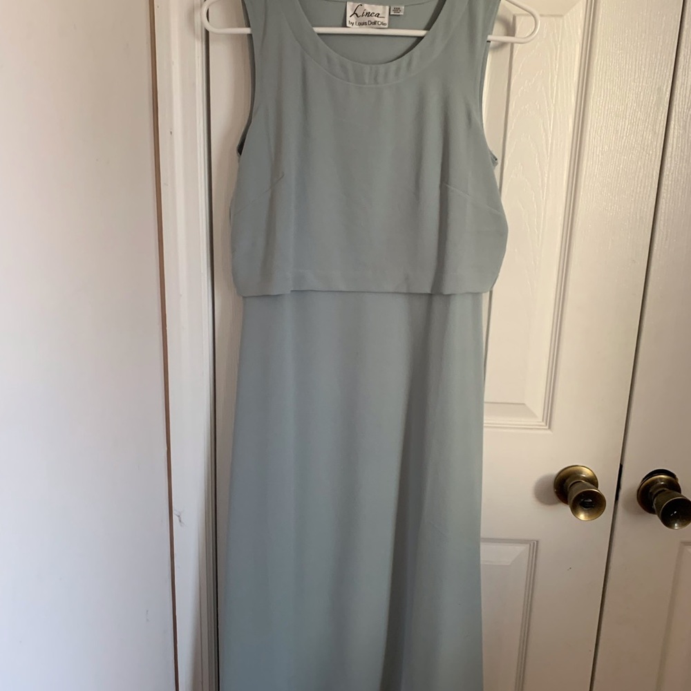 Linea by Louis Dell'Olio Sheath Dress Light Blue Sleeveless XXS Polyester Midi